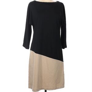 Dana Buchman Black and Tan Midi Dress